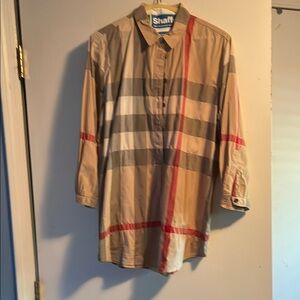 Burberry Brit Shirt with Tan and Gray Stripes